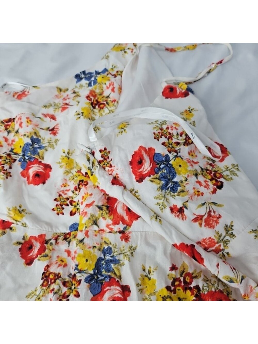 Iris Floral Fit & Flare Sundress Womens L Lace Up Back Cottagecore Boho Mini Dre - Picture 12 of 16